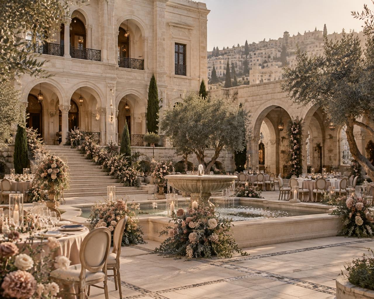 Al Rayyan Palace courtyard prepared for the wedding